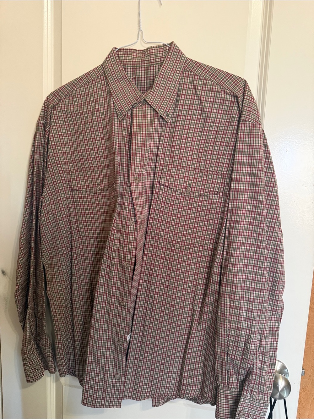 Men's Plaid Button-Up Shirt - Red/Green Check